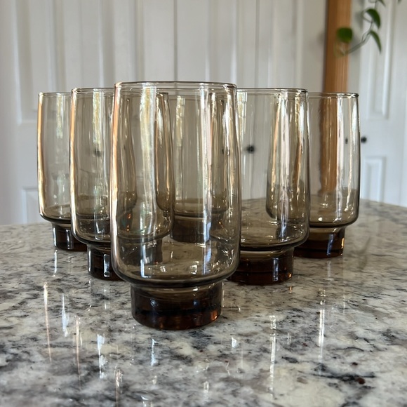 Set of 6 Vintage 1970s Libbey Tawny Stacking Tumbler Glasses - Picture 1 of 8